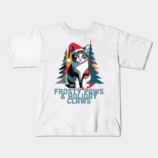 Frosty Paws and Holiday Claws Kids T-Shirt